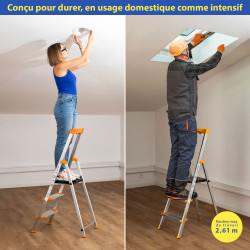 Hoström Escabeau 3 marches KOMSTAX3, aluminium, Hostrom Kobleo