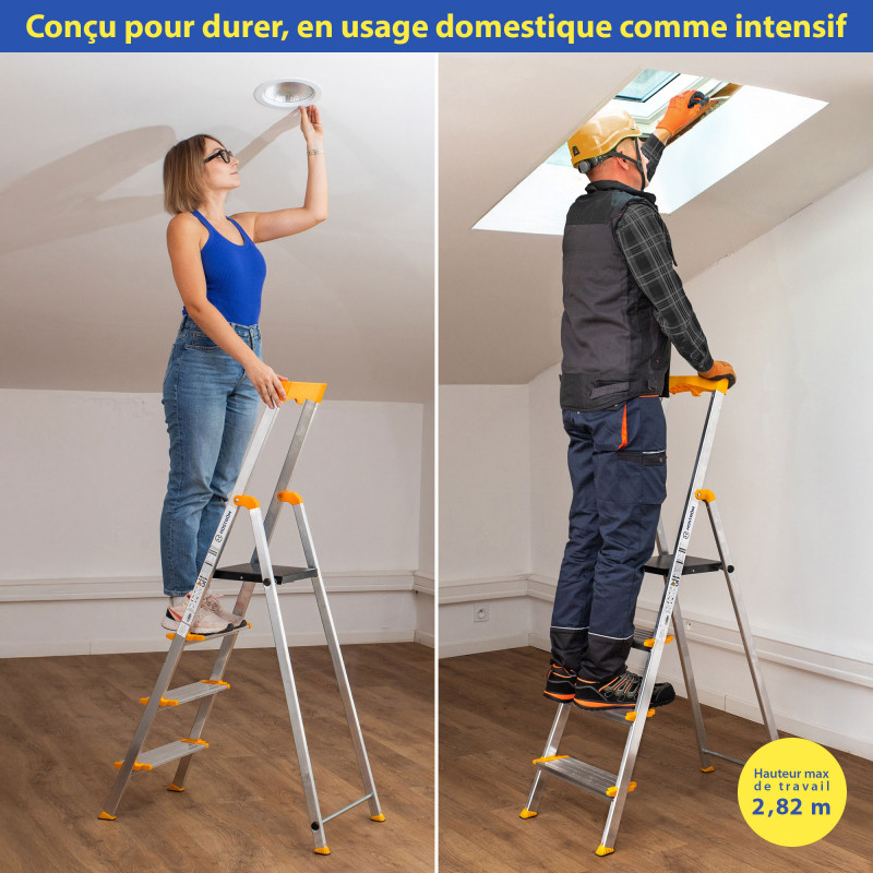 Hoström Escabeau 4 marches KOMSTAX4, aluminium, Hostrom Kobleo