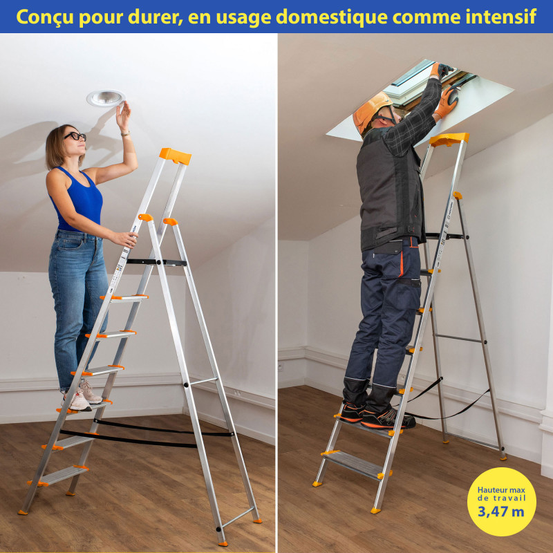 Hoström Escabeau 4 marches KOMSTAX4, aluminium, Hostrom Kobleo