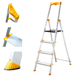 Hoström Escabeau 4 marches KOMSTAX4, aluminium, Hostrom Kobleo