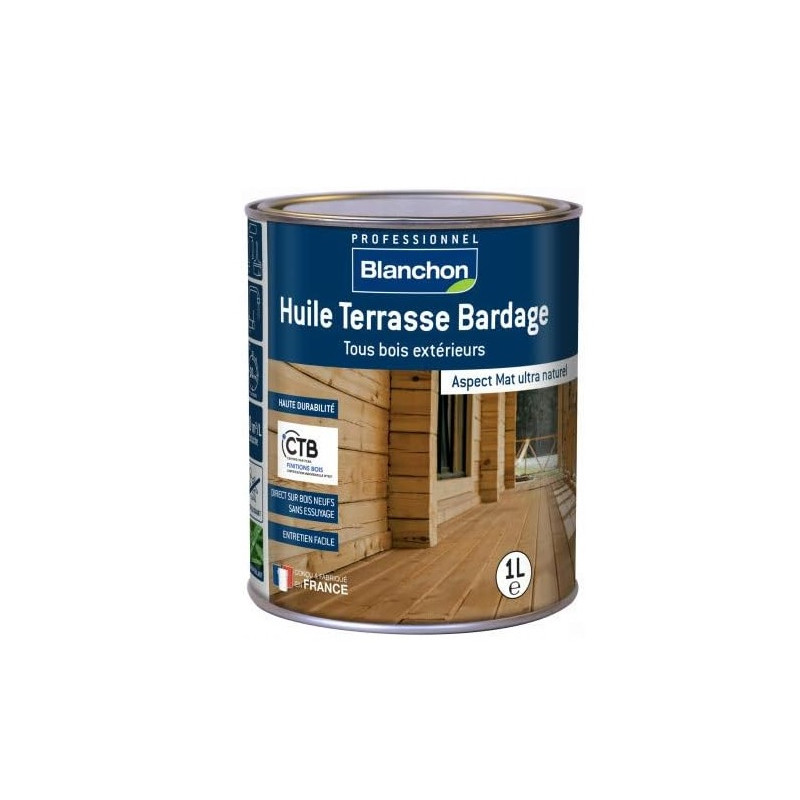 Huile Terrasse Bardage Blanchon 1L bois naturel