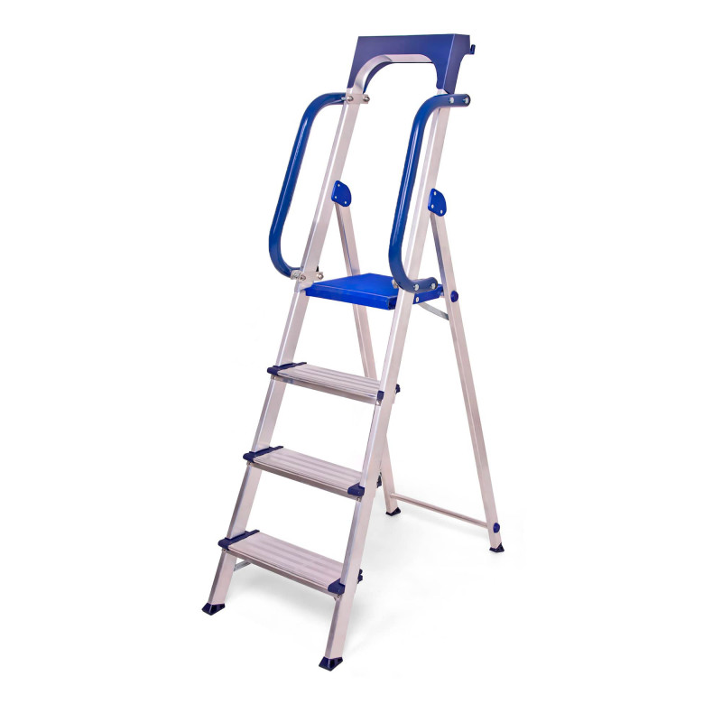 Escabeau 4 marches SECURE pro alu sécurisé plateforme 89cm Hostrom