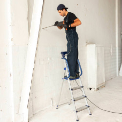 Hoström Escabeau 4 marches SECURE pro alu sécurisé plateforme 89cm Hostrom Kobleo