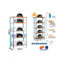 Simon Rack Etagère Maderclick 5/400 180x90x40cm bleu-orange-bois 150Kg SimonRack Kobleo