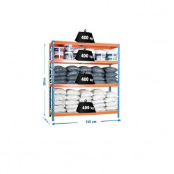 Simon Rack Etagère rangement 2000x1500x450mm bleu/orange/ bois charge 400 Kg KIT Kobleo Simon Rack Etagère rangement 2000x1500x450mm bleu/orange/ bois charge 400 Kg KIT Kobleo