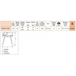 Sidamo Scie de table Precicut230 1200W avec disque Pro Céram 230mm Sidamo Kobleo