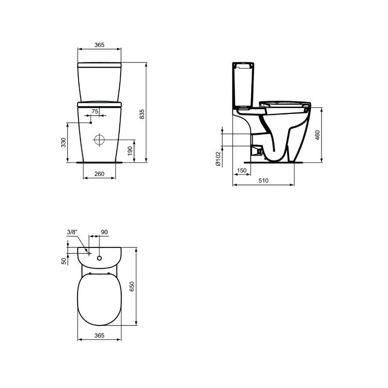 Ideal standard Cuvette surélevée en porcelaine sortie horizontale blanc CONNECT FREED Kobleo
