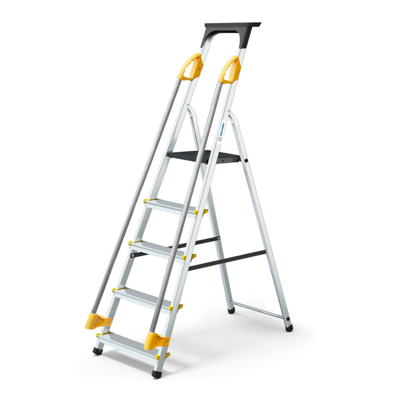Hoström Escabeau 5 marches DURAMP alu pliable sécurisé plateforme 97cm Hostrom Kobleo