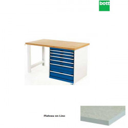 Bott Établi standard 6 tiroirs h:840 mm Long: 2000mm Plateau Lino Bott Kobleo