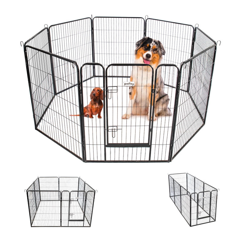 Paitsy Enclos en métal Gardeo80x100x8 pour chiens, chiots, chatons et rongeurs Kobleo