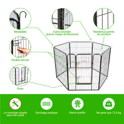 Enclos en métal Gardeo80x100x6 pour chiens, chiots, chatons et rongeurs