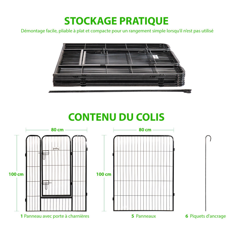 Enclos en métal Gardeo80x100x6 pour chiens, chiots, chatons et rongeurs