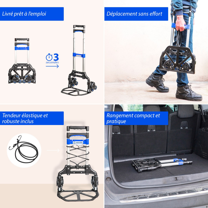 Hoström Diable pliant escalier, Charge Max. 60kg, Hostrom Kobleo