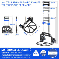 Hoström Diable pliant escalier, Charge Max. 60kg, Hostrom Kobleo