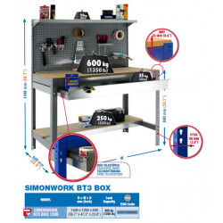 Simon Rack Etabli Simonwork BT3 BOX 1200 gris/bois 1440x1200x600mm SimonRack Kobleo