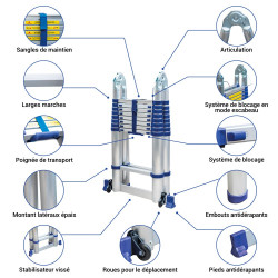 Hoström Échelle télescopique Stempakt 5,6m, hauteur travail max 6,5m Hostrom Kobleo