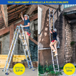 Hoström Échelle télescopique Stempakt 5m, hauteur travail max 5,9m Hostrom Kobleo