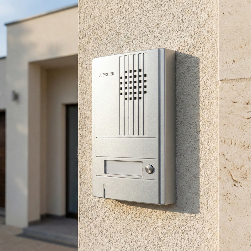 Aiphone Platine DA1DS saillie 1 bouton avec façade alu Ep22mm Aiphone Kobleo