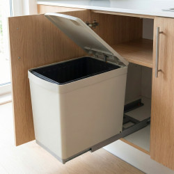 Emuca Poubelle de recyclage 16L plastique gris couvercle automatique Emuca Kobleo