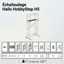 Hailo Echafaudage alu Hobbystep H5 Ht travail 4m50 Hailo Kobleo