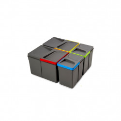 Emuca Kit bac de tri sélectif pour tiroirs de cuisine Emuca Recycle 2x12L et 2x6L plastique gris anthracite Kobleo