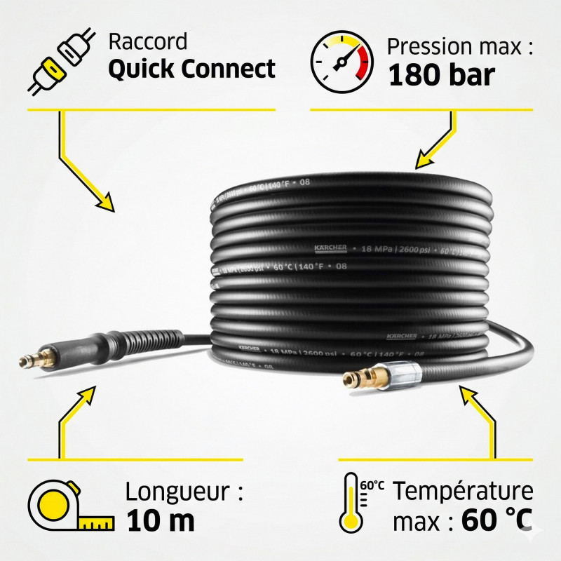 Karcher Flexible haute pression Karcher H 10 Q avec Quick Connect 10m Kobleo
