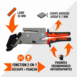 Edma Pince à découper et poinçonner l'ardoise lame 35mm MAT Kobleo