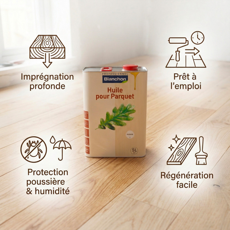 Blanchon Huile pour parquet Blanchon 5L incolore prêt à l'emploi Kobleo