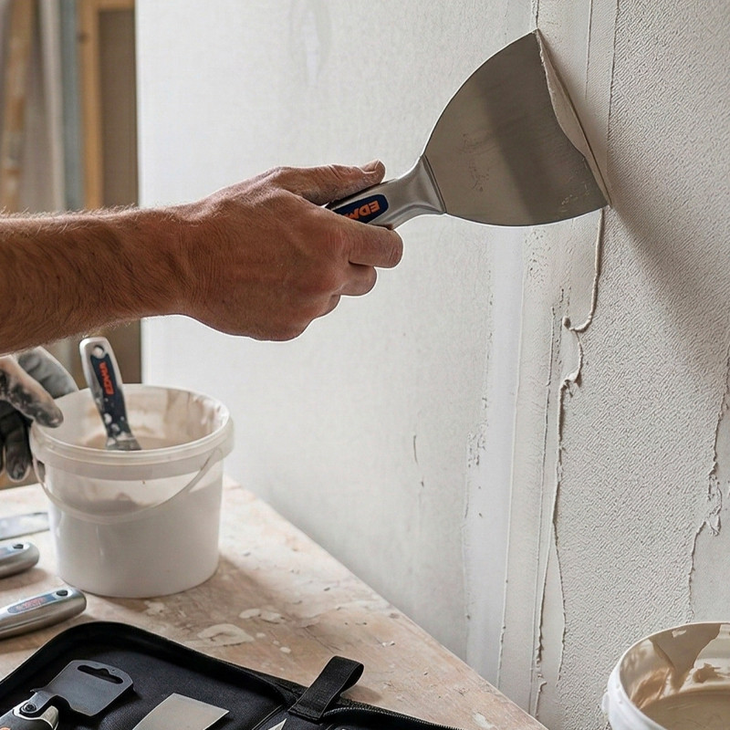 Edma Lot de 6 couteaux à enduire premium Edma 610161 avec sacoche Kobleo