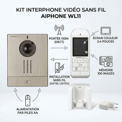 Aiphone Carillon sans fil WL11 vidéo couleur avec mémoire d'images Aiphone Kobleo