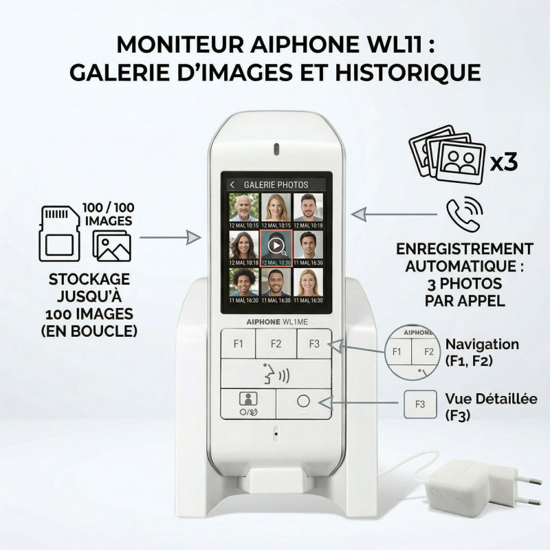 Aiphone Carillon sans fil WL11 vidéo couleur avec mémoire d'images Aiphone Kobleo