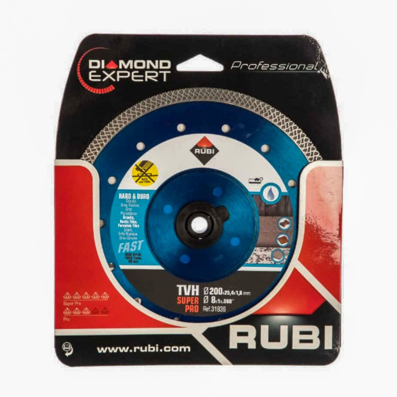 Rubi Disque diamant TVH-200 SUPERPRO matériaux durs 200x25,4x1,6mm Rubi Kobleo