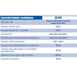 Duarib Echafaudage roulant aluminium hauteur plancher 2,90m Altitude AL 200 Duarib Kobleo