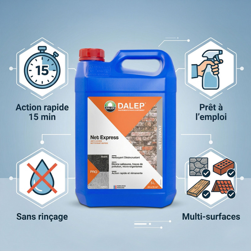 Dalep Nettoyant rapide Dalep Net Express anti-lichen 20L prêt à l'emploi Kobleo
