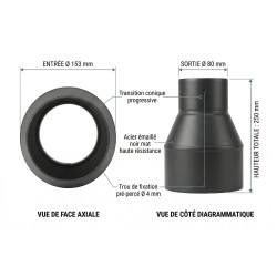 TEN Réduction TEN 345560 noir mat D153x80mm pour pellets Kobleo