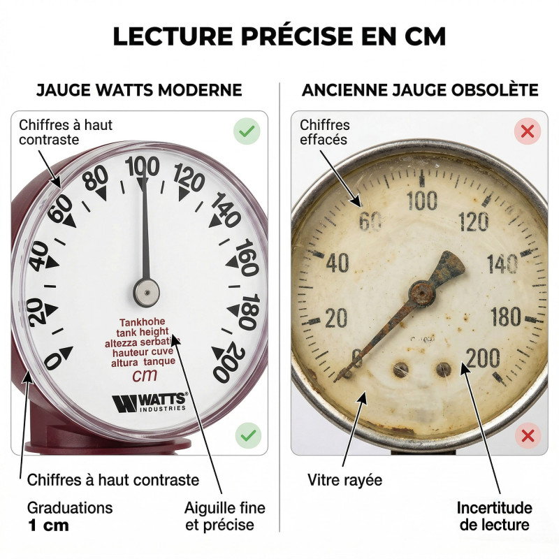 WATTS Jauge mécanique Watts 22L0103102 Meca-M 200 V verticale 95mm Kobleo