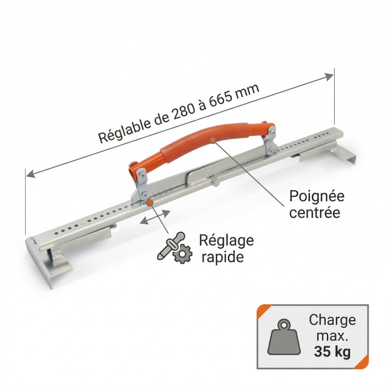 Edma Lève dalle 269055 réglable de 280 à 665mm Edma Kobleo