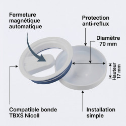 Nicoll Kit clapet et contre-clapet magnétique Nicoll D70mm pour bonde TBXS Kobleo