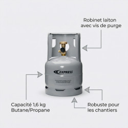 Guilbert Express Bouteille de gaz de chantier remplissable 1,6 Kg Kobleo