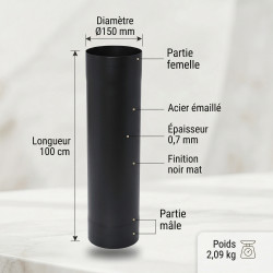 TEN Raccord anti-bistre TEN 344111 émail noir mat D150mm Kobleo