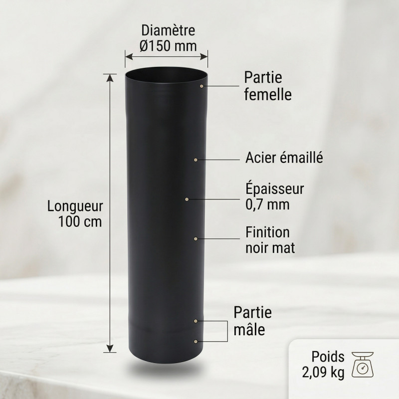 TEN Raccord anti-bistre TEN 344111 émail noir mat D150mm Kobleo