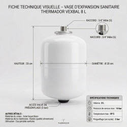 Thermador Vase d'expansion sanitaire Thermador VEXBAL® fixation murale 8L Kobleo