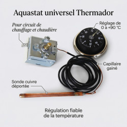 Thermador Aquastat de réglage universel Thermador de 0 à +90°C Kobleo