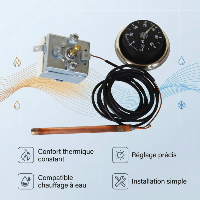 Thermador Aquastat de réglage universel Thermador de 0 à +90°C Kobleo