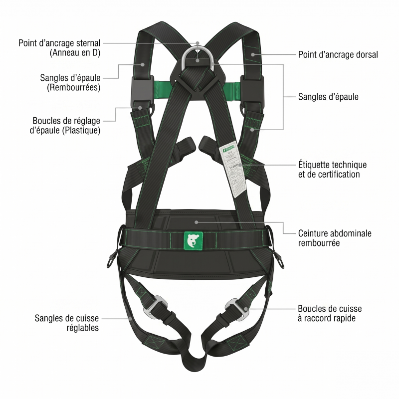 Coverguard Harnais Coverguard POLARIS antichute à 2 points avec ceinture Kobleo