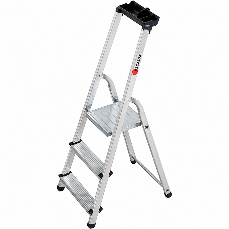 Escalux Escabeau 3 Marches en Aluminium Pliable Pro, Escalux Kobleo