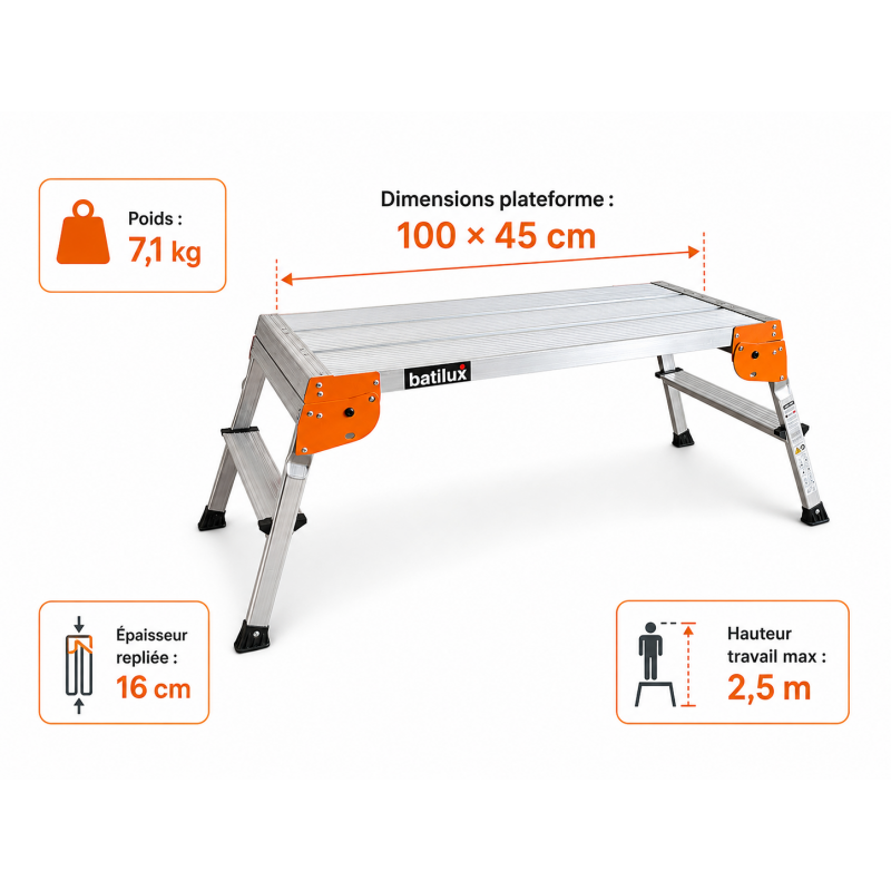 Plateforme Banc du Platrier en Aluminium Pliable, Escalux