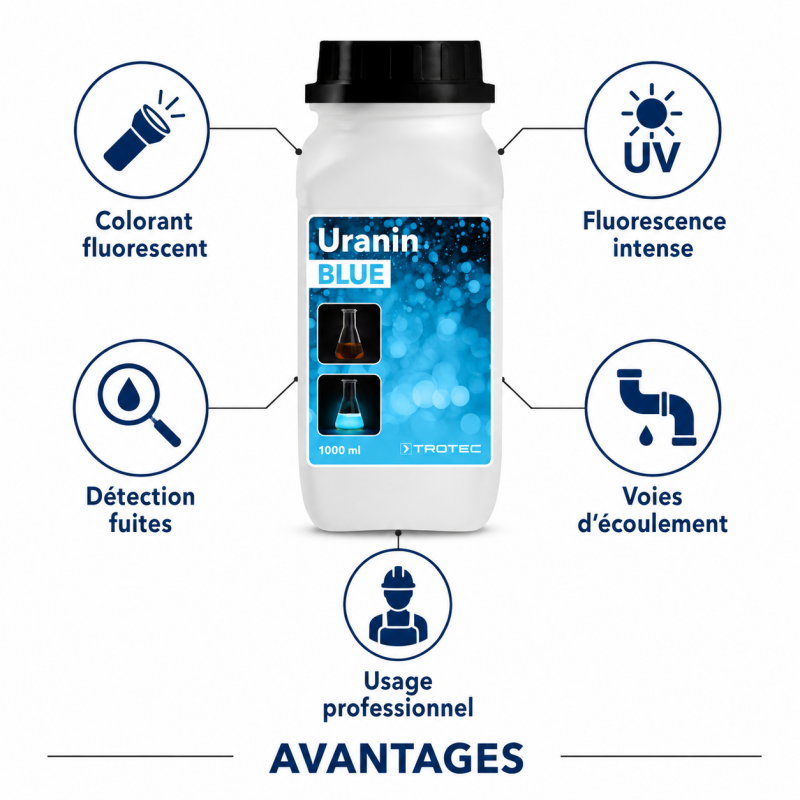 Sovelor Uranin Bleu 1 L, Colorant de Tracage Pro, Sovelor Kobleo
