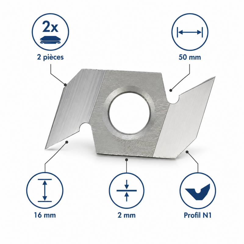 Leman 2 Plaquettes Profil N1 50x16x2 mm LEMAN Kobleo