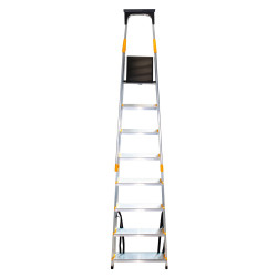 Escabeau 8 marches DURAMP alu pliable sécurisé plateforme 162cm Hostrom